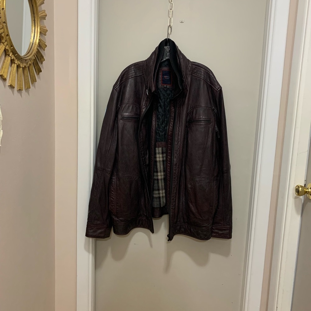 Antthony Double Collar Leather Military Jacket